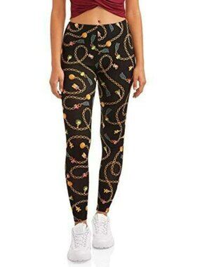 Christmas Elements Chain and Charms Black Leggings Juniors XL LH7138